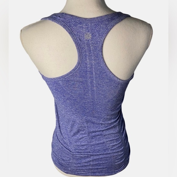 Athleta Fastest Track Blue/Purple Heather Women's Tank Top ruched Sz-XS.  Y1 - Picture 6 of 11